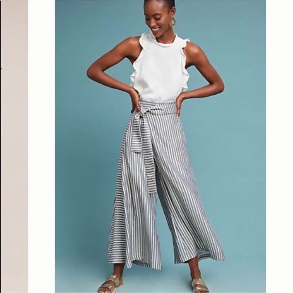 Eva Franco Striped Wide-Leg cropped Pants, US2